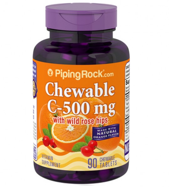 Piping Rock Chewable Vitamin-C 500 мг with Wild Rose Hips (90 капс)