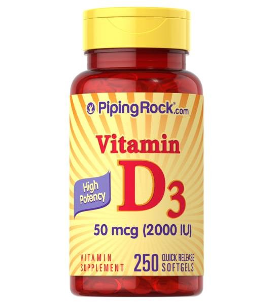 Piping Rock High Potency Vitamin D3 50  мкг /2000 IU/ (250 капс)