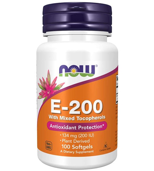 NOW Vitamin E-200 IU Mixed Tocopherols Softgels (100 капс)