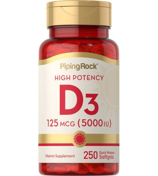 Piping Rock High Potency Vitamin D3 125  мкг /5000 IU/ (100 капс)