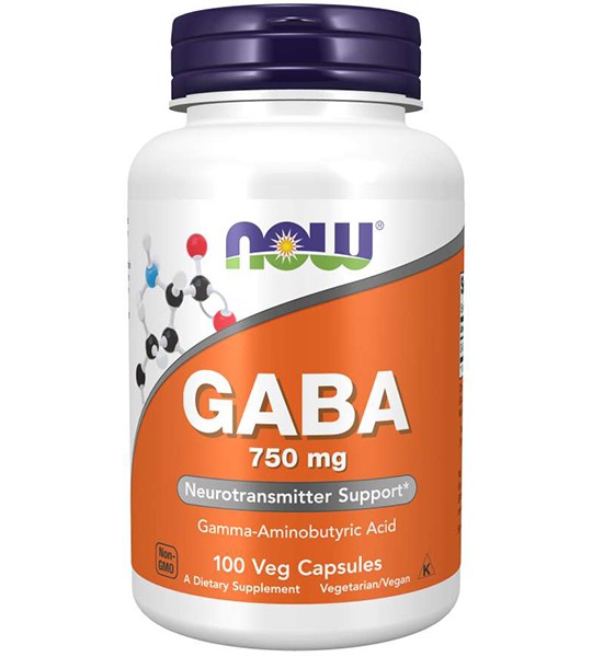 NOW GABA 750 mg Veg Capsules (100 капс)
