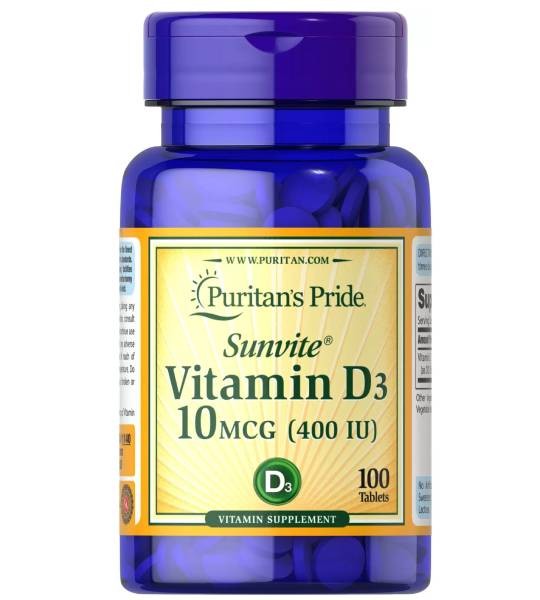 Puritan's Pride Vitamin D3 10 мкг (400 IU) 100 табл