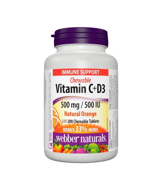 Webber Naturals Vitamin C + D3 500 мг/500 IU 200 табл