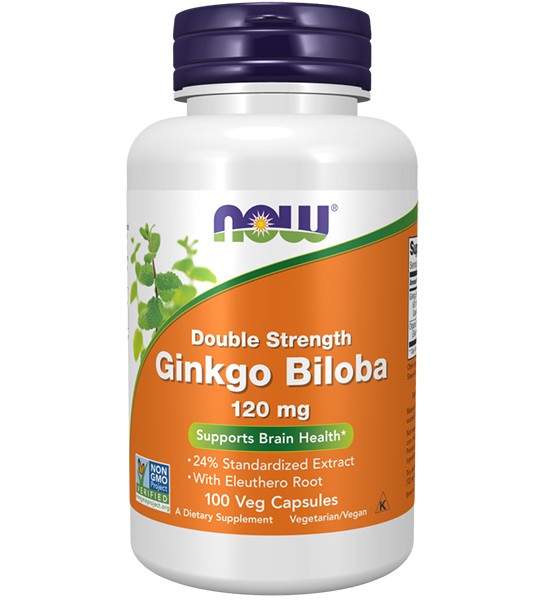 NOW Ginkgo Biloba Double Strength 120 мг Veg Capsules 100 капс
