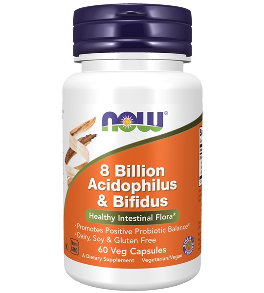 NOW 8 Billion Acidophilus & Bifidus 60 капс