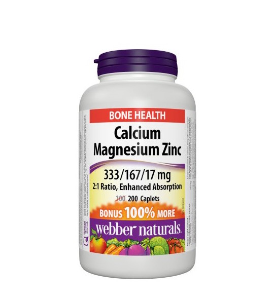 Webber Naturals Calcium Magnesium Zinc 333/167/17 мг 200 табл