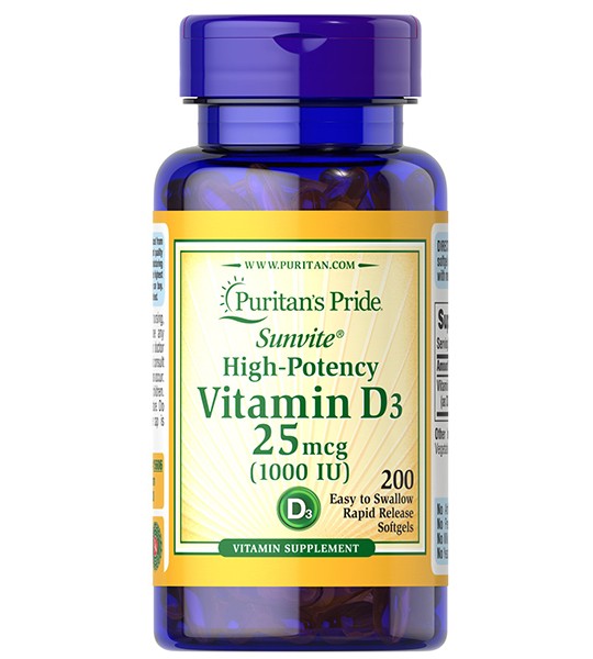 Puritan's Pride Vitamin D3 25 мкг (1000 IU) 200 капс