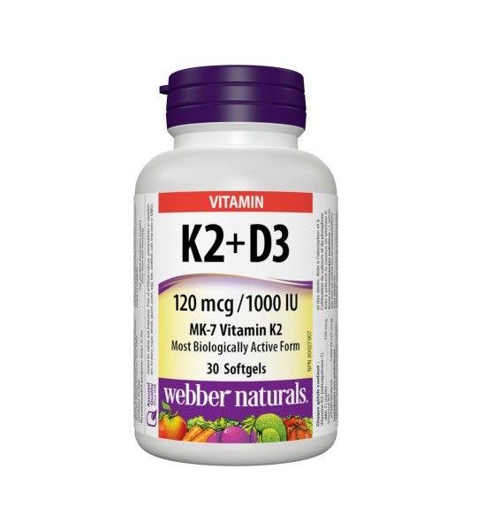 Webber Naturals Vitamin K2 + D3 120 мкг/1000 IU 30 капс