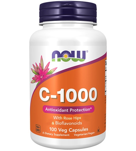 NOW Vitamin C-1000 With Rose Hips 25 мг & Bioflavonoids 100 мг Veg Caps 100 капс