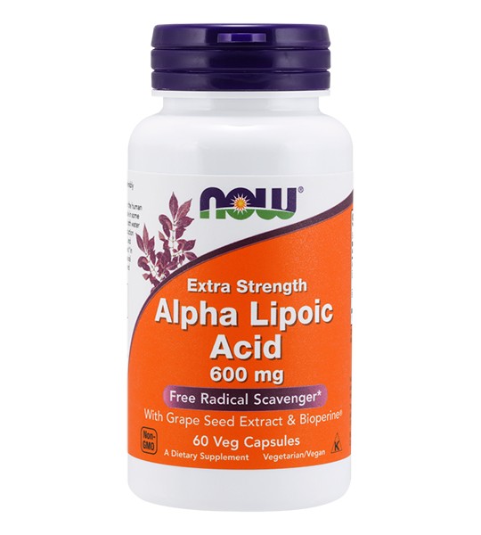 NOW Alpha Lipoic Acid 600  мг Extra Strength Veg Capsules 60 капс
