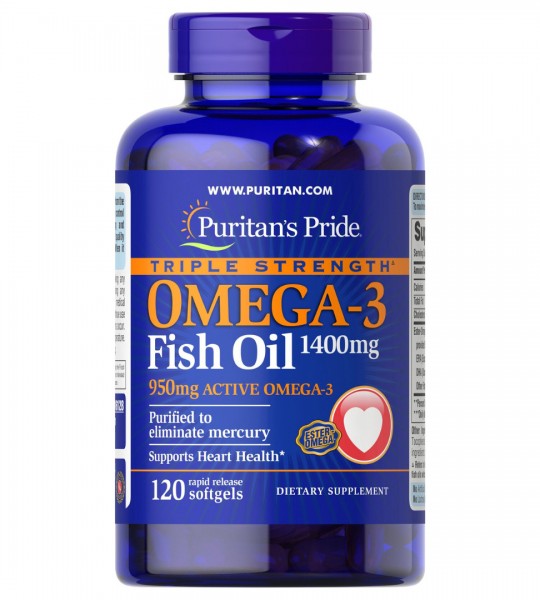 Puritan's Pride Triple Strength Active Omega 3 Fish Oil 1360 mg (120 капс)