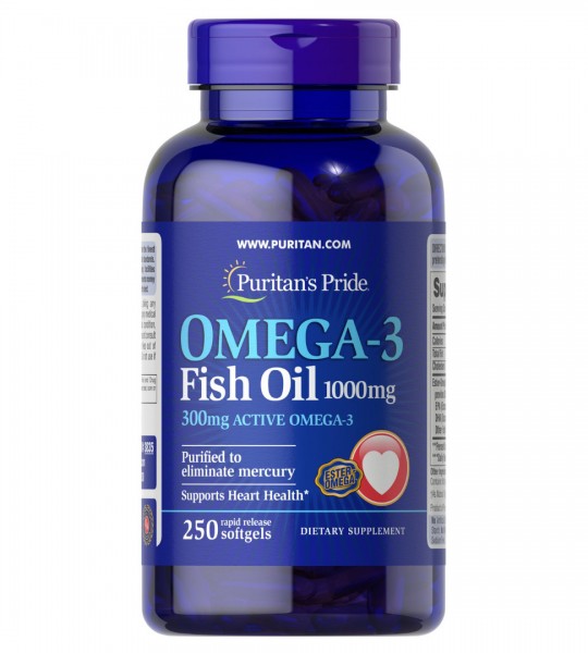 Puritan's Pride Omega-3 Fish Oil Softgels 1000 mg 250 капс