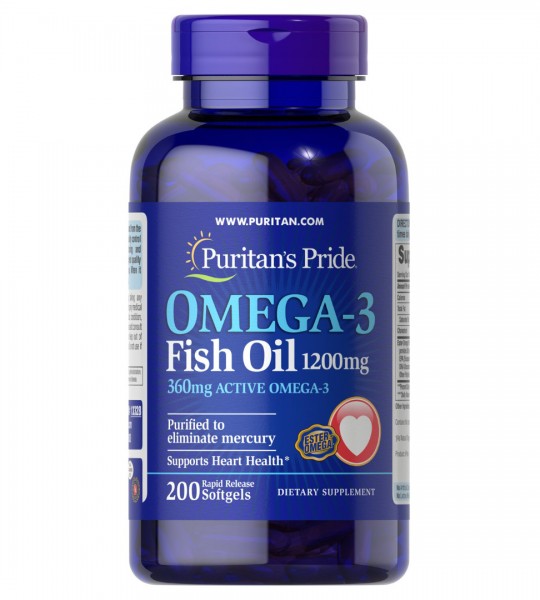 Puritan's Pride Omega-3 Fish Oil Softgels 1200 mg 200 капс