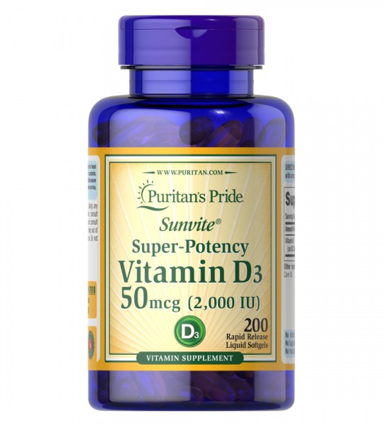 Puritan's Pride Vitamin D3 50 mcg (2000 IU) 200 капс