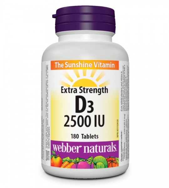 Webber Naturals Vitamin D3 2500 IU 180 табл