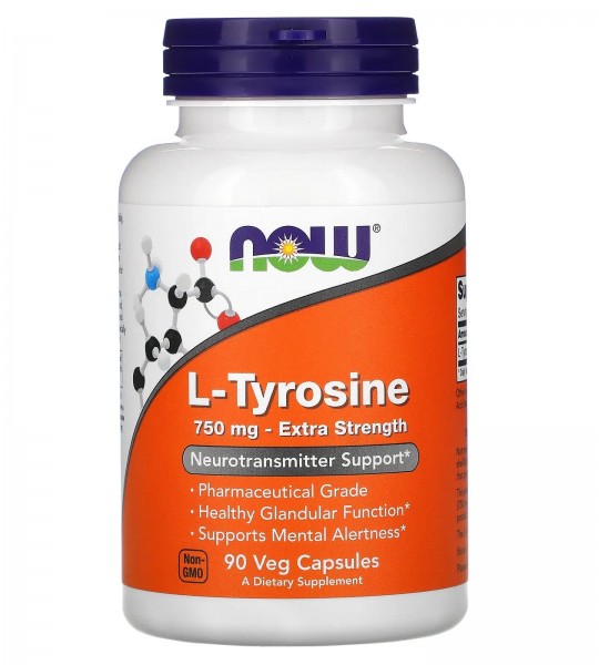 NOW L-Tyrosine 750 мг Veg Capsules 90 капс