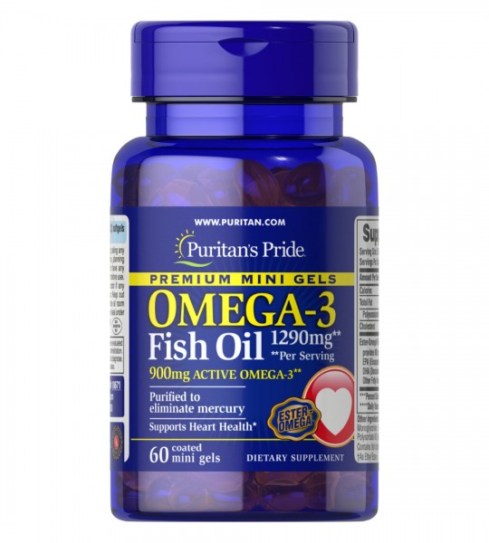 Puritan's Pride Premium Mini Gels Omega-3 Fish Oil 1290 мг (900 мг Active Omega-3) 60 капс