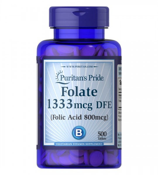 Puritan's Pride Folate 1333 мкг DFE Folic Acid 800 мкг 500 табл