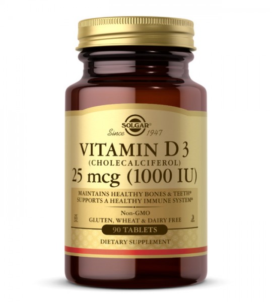 Solgar Vitamin D3 25 мкг 1000 IU Cholecalciferol 90 табл