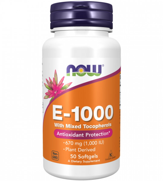 NOW Vitamin E-1000 IU Mixed Tocopherols Softgels 50 капс
