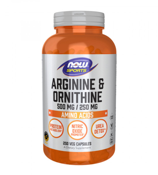 NOW Arginine & Ornithine 500 мг / 250 мг Veg Caps 250 капс