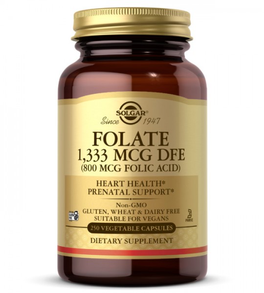Solgar Folate 1333 мкг DFE 800 мкг Folic Acid Veg Caps 250 капс
