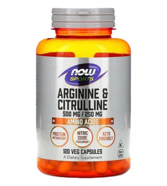NOW Arginine & Citrulline 500 mg / 250 mg Veg Caps 120 капс