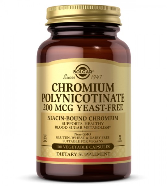 Solgar Chromium Polynicotinate 200 mcg Yeast-Free Veg Caps 100 капс