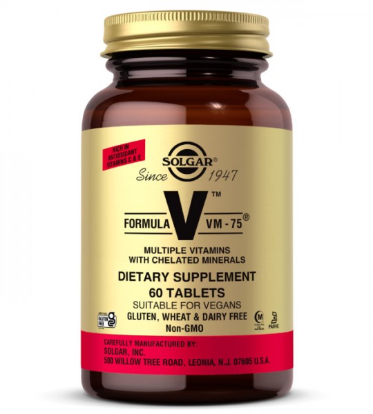 Solgar Formula V VM-75 Multiple Vitamins with Chelated Minerals 60 табл