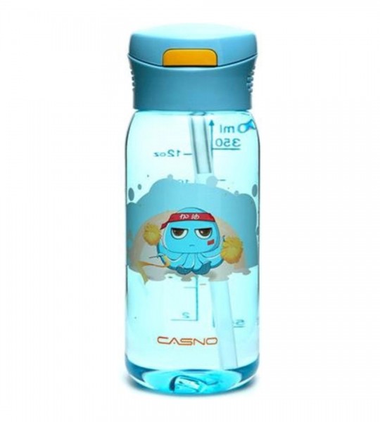 Casno Бутылка для воды KXN-1195 з соломинкою 400 мл Синя Восьминіг