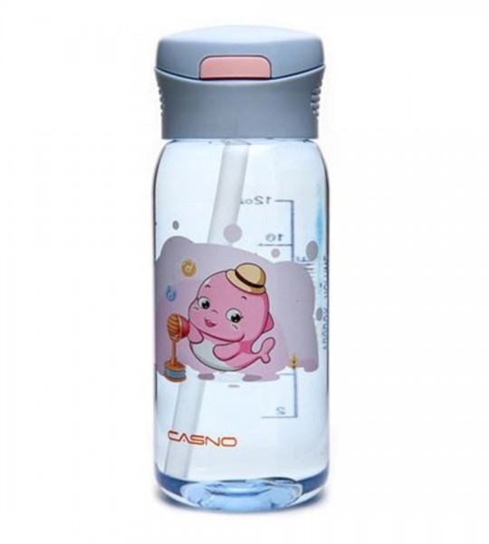 Casno Бутылка для воды KXN-1195 с соломинкой 400 мл Бузкова Дельфін