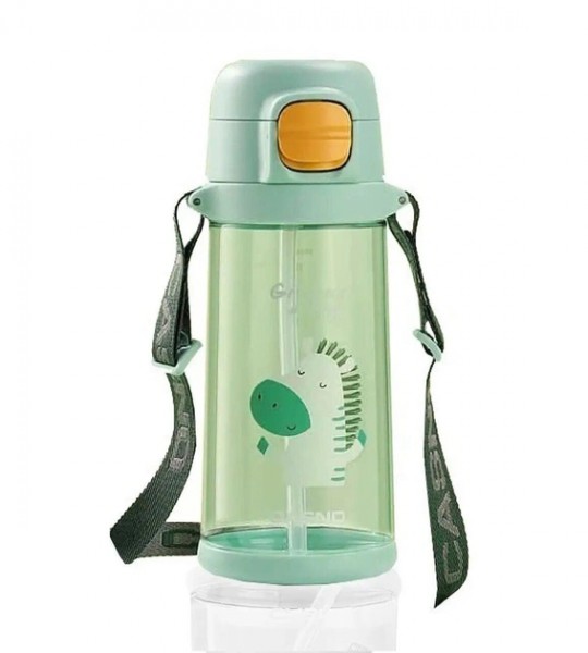 Casno Пляшка для води KXN-1219 з соломинкою 690 мл Зелена Зебра