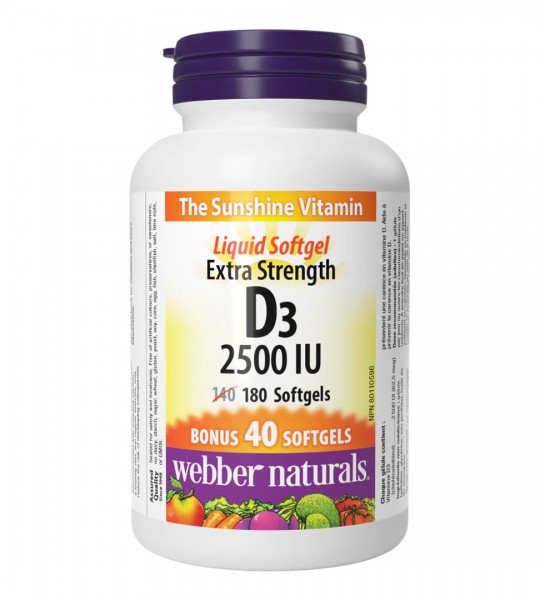 Webber Naturals Vitamin D3 2500 IU 180 капс