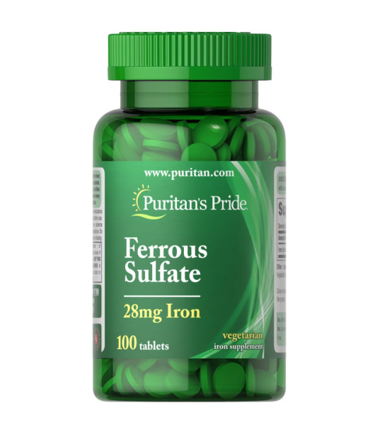 Puritan's Pride Ferrous Sulfate 28 mg Iron (100 табл)