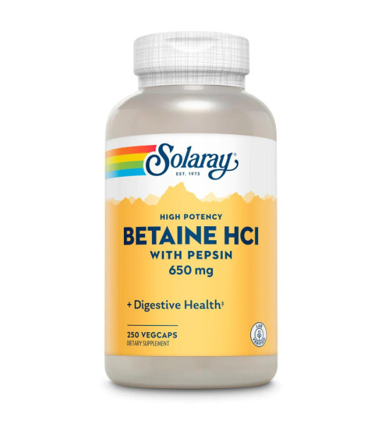 Solaray Betaine HCl with Pepsin 650 mg Veg Caps (250 капс)