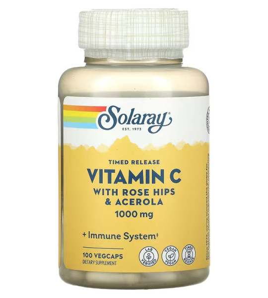 Solaray Vitamin C 1000 mg with Rose Hips & Acerola VegCaps (100 капс)