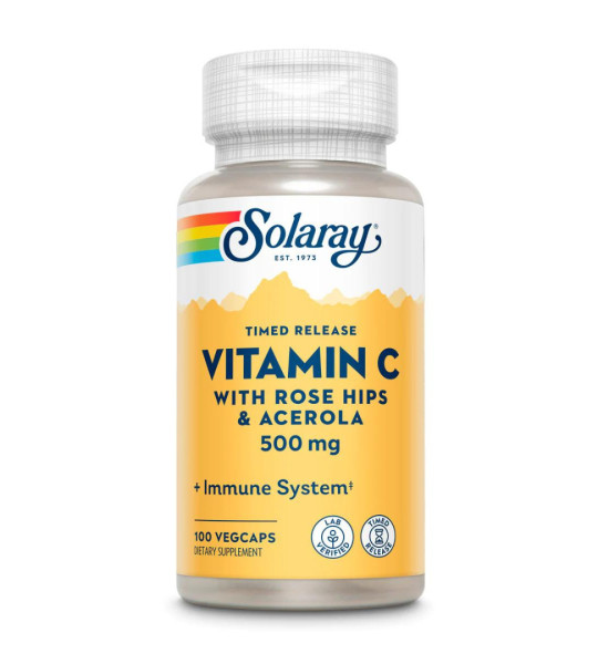 Solaray Vitamin C 500 mg with Rose Hips & Acerola VegCaps (100 капс)