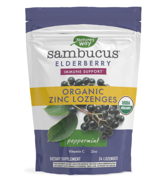 Nature's Way Sambucus Organic Zinc Lozenges (24 жев конф)