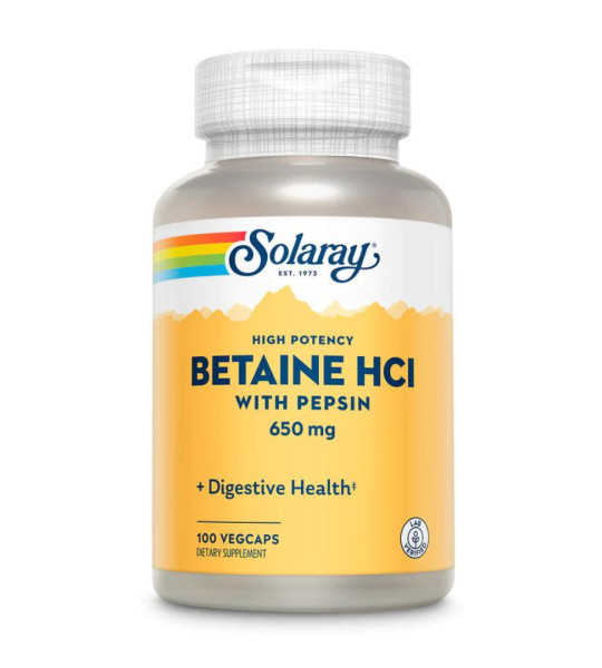 Solaray Betaine HCl with Pepsin 650 mg Veg Caps (100 капс)