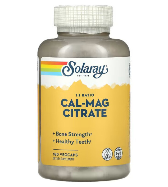 Solaray Cal-Mag Citrate 1000 mg / 1000 mg Veg Caps (180 капс)