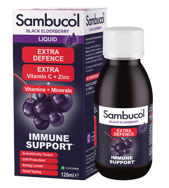 Sambucol Black Elderberry + Vit C + Zinc Extra Defence Liquid (120 ml)