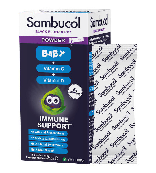 Sambucol Black Elderberry BABY + Vit C + Vit D Powder (14 саше)