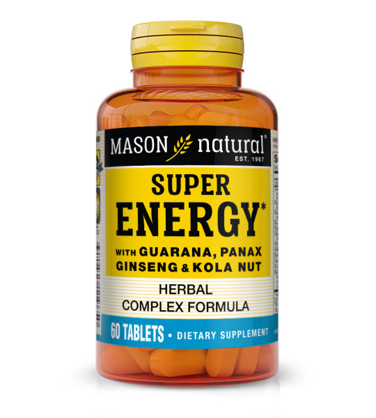 Mason Natural Super Energy with Guarana, Panax Ginseng & Kola nut (60 табл)