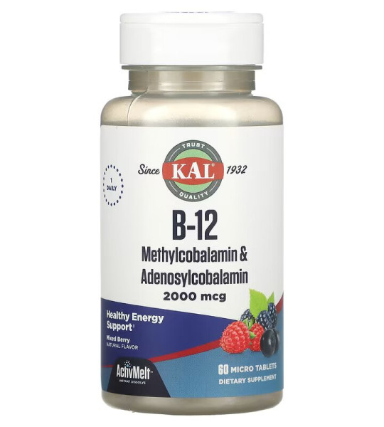 KAL B-12 Methylcobalamin & Adenosylcobalamin 2000 mcg (60 мікро табл)