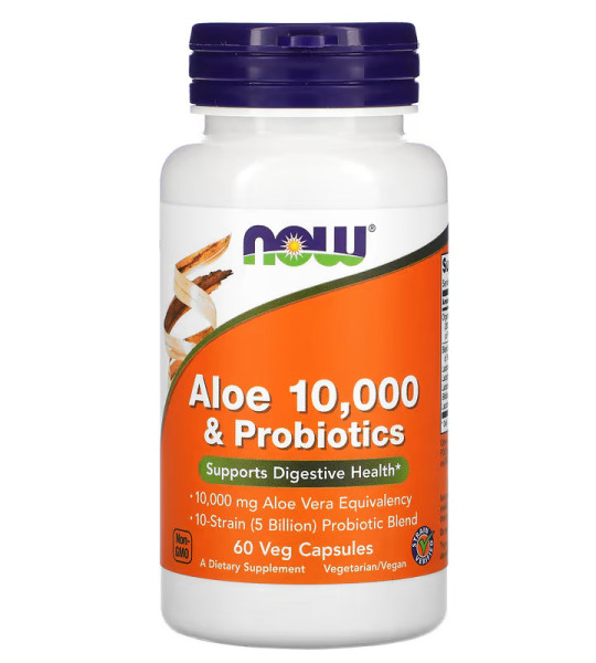 NOW Aloe 10,000 & Probiotics Veg Caps (60 капс)