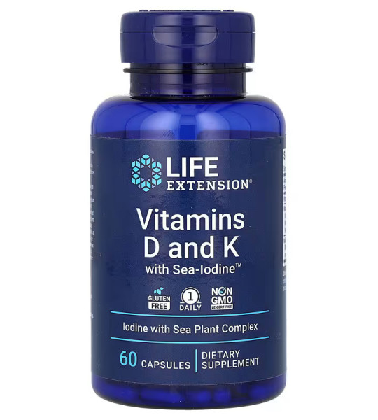 Life Extension Vitamins D and K with Sea-Iodine (60 капс)