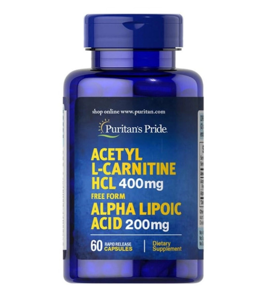 Puritan's Pride Acetyl L-Carnitine HCL 400 mg Alpha Lipoic Acid 200 mg (60 капс)