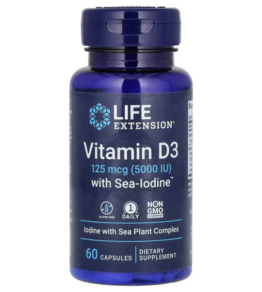 Life Extension Vitamin D3 125 mcg (5000 IU) with Sea-Iodine (60 капс)