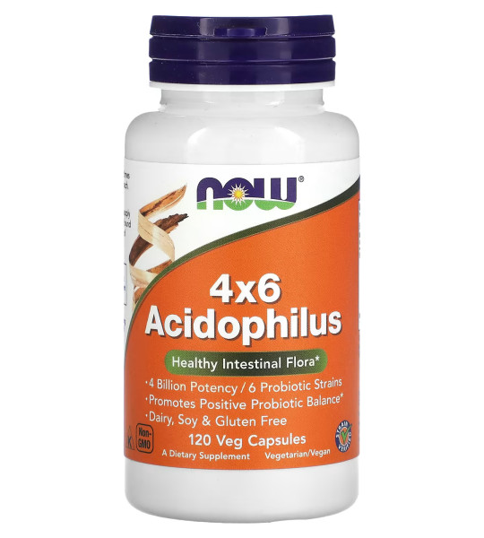 NOW 4x6 Acidophilus 4 Billion Veg Caps (120 капс)