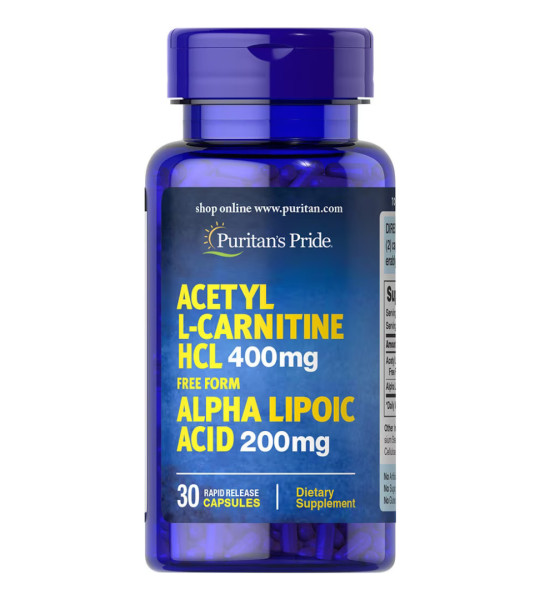 Puritan's Pride Acetyl L-Carnitine HCL 400 mg Alpha Lipoic Acid 200 mg (30 капс)